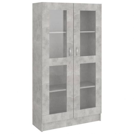 Dulap cu vitrină, gri beton, 82.5 x 30.5 x 150 cm, PAL