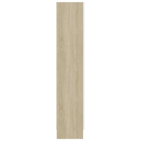 Dulap cu vitrină, alb&stejar Sonoma, 82.5 x 30.5 x 150 cm, PAL