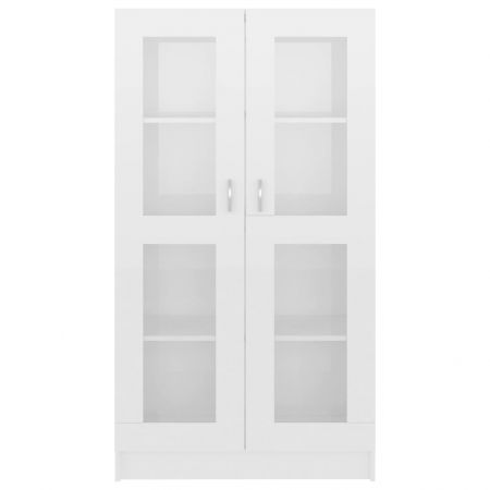 Dulap cu vitrină, alb extralucios, 82.5 x 30.5 x 150 cm, PAL