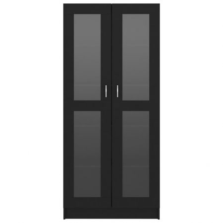 Dulap cu vitrină, negru, 82.5 x 30.5 x 185.5 cm, PAL