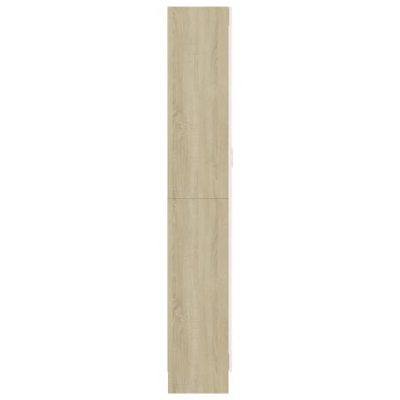 Dulap cu vitrină, alb&stejar Sonoma, 82.5 x 30.5 x 185.5 cm PAL