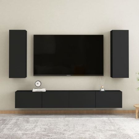 Comoda TV, negru, 30.5 x 30 x 90 cm
