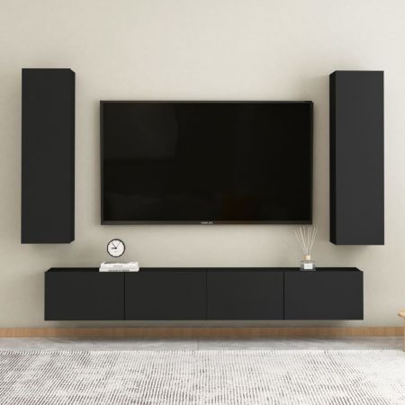 Dulap TV, negru, 30.5 x 30 x 110 cm