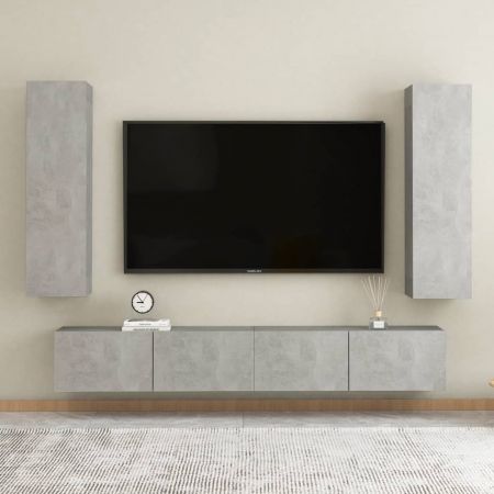 Comoda TV, gri beton, 30.5 x 30 x 110 cm