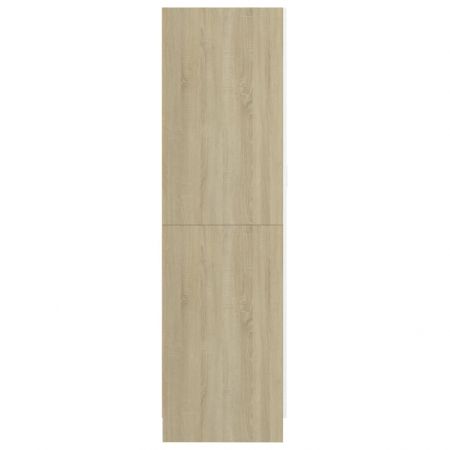 Șifonier, alb și stejar sonoma, 82,5x51,5x180 cm, PAL