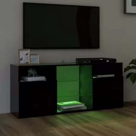 Comoda TV cu lumini LED, negru, 120 x 30 x 50 cm