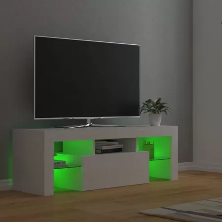 Comoda TV cu lumini LED, alb, 120 x 35 x 40 cm
