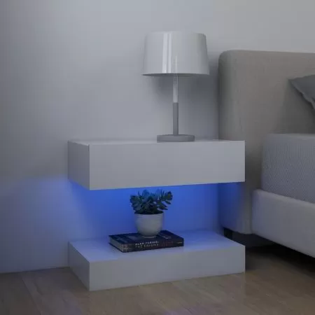 Comoda TV cu lumini LED, alb, 60 x 35 cm
