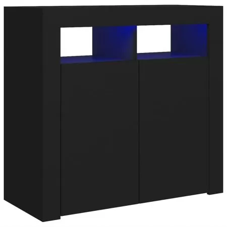 Servanta cu lumini LED, negru, 80 x 35 x 75 cm