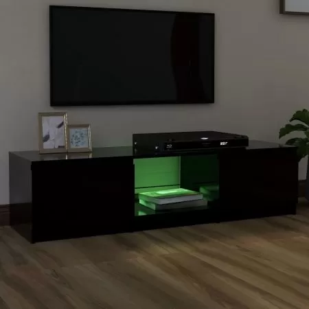 Comoda TV cu lumini LED, negru, 140 x 40 x 35.5 cm