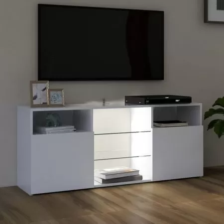 Comoda TV cu lumini LED, alb, 120 x 30 x 50 cm