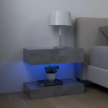 Set 2 bucati comode tv cu lumini led, gri beton, 60 x 35 cm