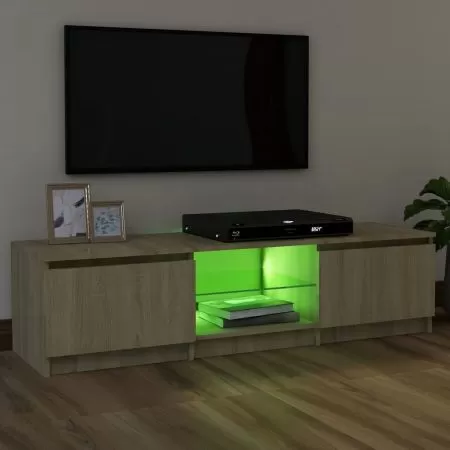 Comoda TV cu lumini LED, stejar sonoma, 120 x 30 x 35.5 cm
