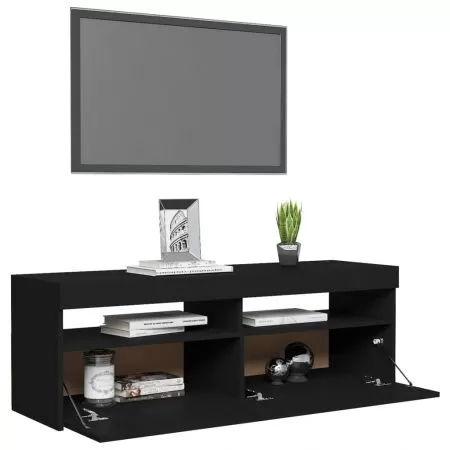 Comoda TV cu lumini LED, negru, 120 x 35 x 40 cm