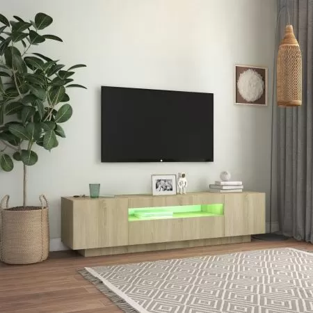 Comoda TV cu lumini LED, stejar sonoma, 160 x 35 x 40 cm