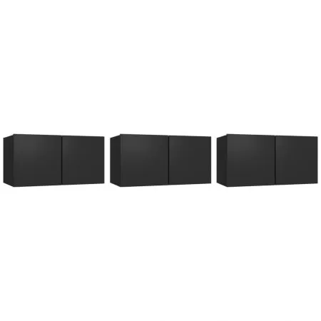 Set 3 bucati dulapuri tv suspendate, negru, 60 x 30 x 30 cm
