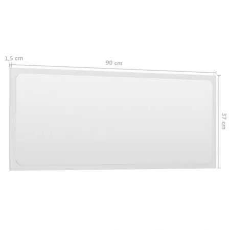 Oglinda de baie, alb lucios, 90 x 1.5 x 37 cm