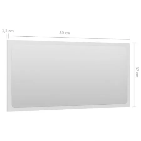 Oglinda de baie, alb lucios, 80 x 1.5 x 37 cm