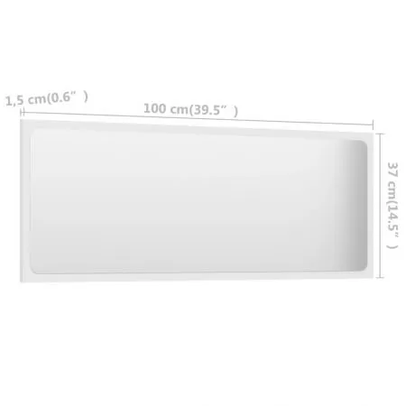 Oglinda de baie, alb, 100 x 1.5 x 37 cm
