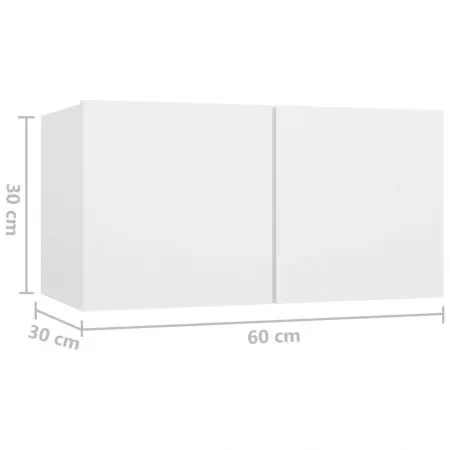Set 3 bucati dulapuri tv suspendate, alb, 60 x 30 x 30 cm