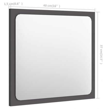 Oglinda de baie, gri, 40 x 1.5 x 37 cm