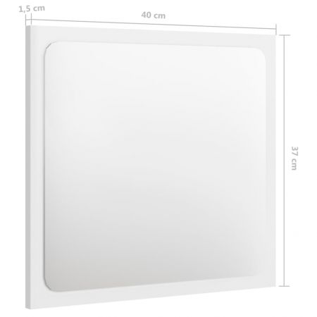 Oglinda de baie, alb lucios, 40 x 1.5 x 37 cm