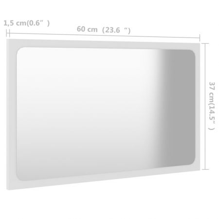 Oglinda de baie, alb, 60 x 1.5 x 37 cm