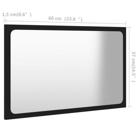 Oglinda de baie, negru, 60 x 1.5 x 37 cm