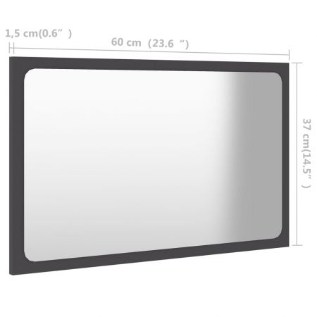 Oglinda de baie, gri, 60 x 1.5 x 37 cm