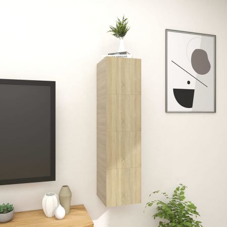 Dulapuri TV montaj pe perete 4 buc. stejar sonoma 30.5x30x30 cm, stejar sonoma, 30.5 x 30 x 30 cm