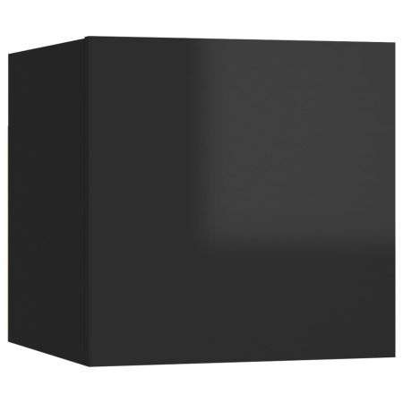 Dulap TV montaj pe perete, negru lucios, 30.5 x 30 x 30 cm