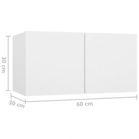 Set 2 bucati dulapuri tv suspendate, alb, 60 x 30 x 30 cm