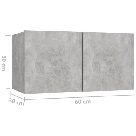 Set 2 bucati dulapuri tv suspendate, gri beton, 60 x 30 x 30 cm