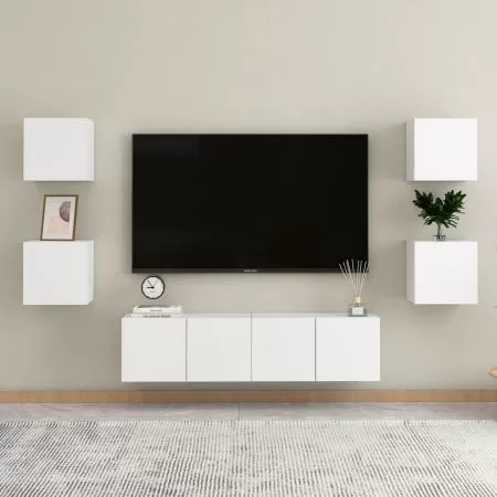 Dulap TV montaj pe perete, alb, 30.5 x 30 x 30 cm