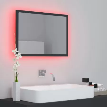 Oglinda de baie cu LED, gri