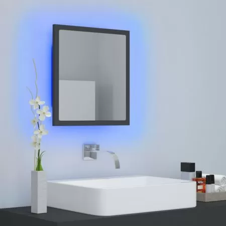 Oglinda de baie cu LED, gri
