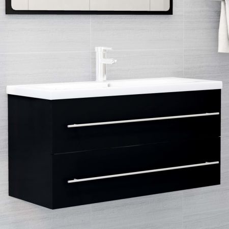 Set mobilier de baie, 2 piese, negru
