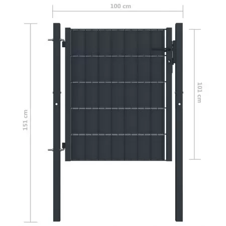 Poarta de gard, antracit, 100 x 101 cm