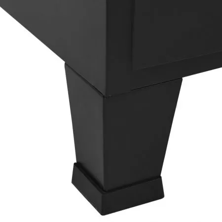 Dulap birou cu usi de plasa negru 75x40x120 cm otel industrial, negru