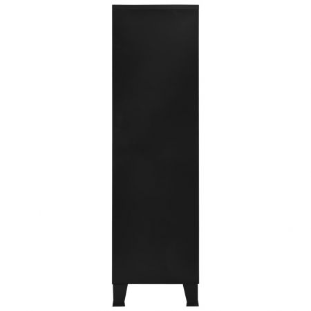 Șifonier, negru, 90 x 40 x 140 cm, oțel, industrial