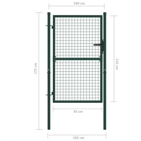 Poarta de gard, verde, 100 x 125 cm