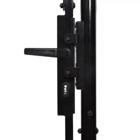 Poarta de gard cu o usa, negru, 1 x 2 m