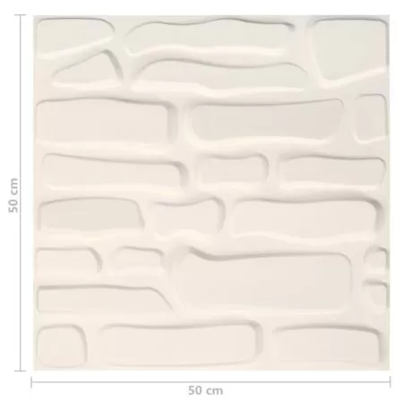 Set 12 bucati panou de perete 3d, alb, 50 cm