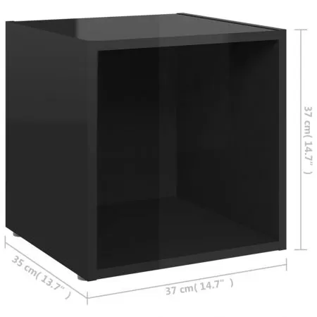 Set 2 bucati comode tv, negru lucios, 37 x 35 x 37 cm