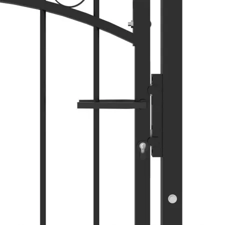 Poarta de gard cu arcada, negru, 100 x 200 cm