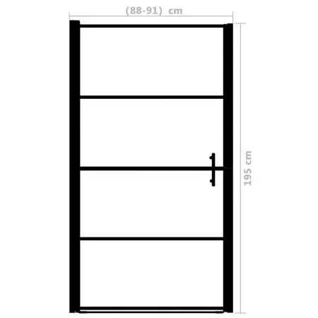 Ușă de duș, negru, 91 x 195 cm, sticlă securizată mată