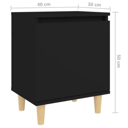 Noptiera cu picioare din lemn masiv, negru, 30 x 50 cm