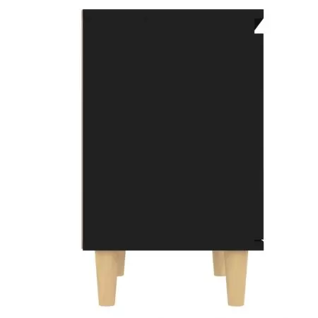 Set 2 bucati noptiere cu picioare lemn masiv, negru, 30 x 50 cm