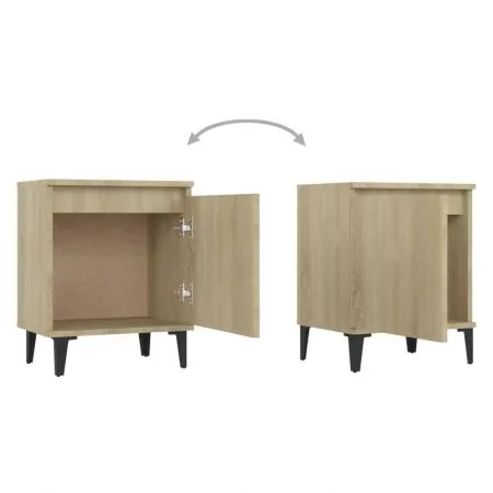 Set 2 bucati noptiere cu picioare metal, stejar sonoma, 30 x 50 cm
