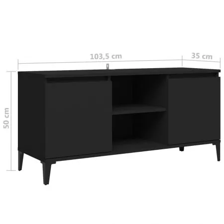 Comoda TV cu picioare metalice, negru, 103.5 x 35 x 50 cm
